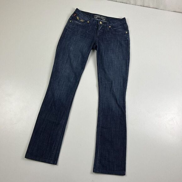 Robin's Jean Size 26 Gold Trim Wing Straight Dark Wash Women's Skinny Jeans - Picture 2 of 12